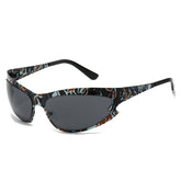 (6 PACK) Wholesale Sunglasses New Arrival Cat Eye Unique Fashion Cycling Sport 2023 - BulkSunglassesWholesale.com - Black Frame Black Lens